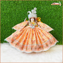 Blended Thread Sitara Lace Work Peach Lehnga Patka