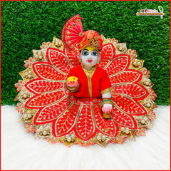 Blended Thread Moti Work Red Laddu Gopal Poshak