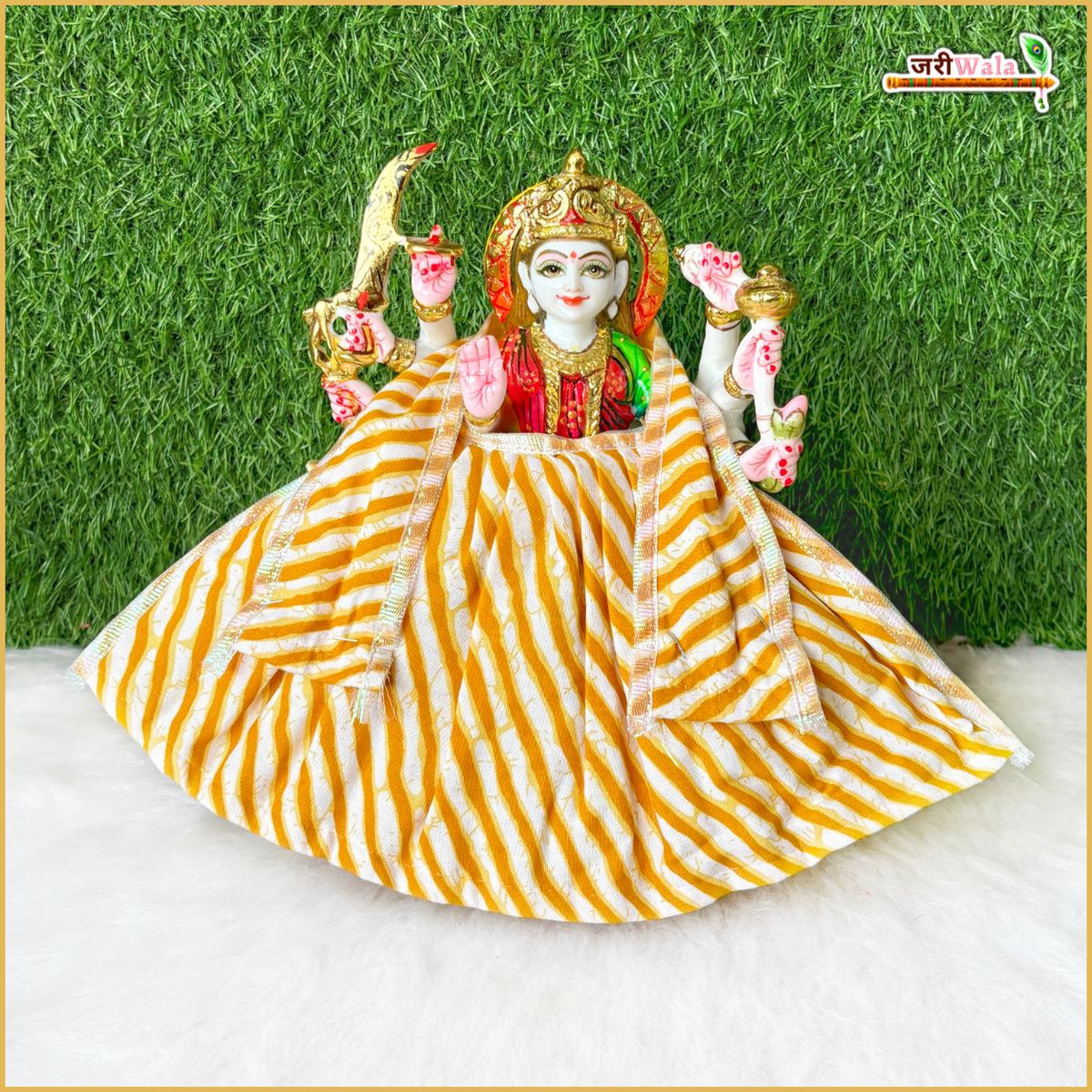 Cotton Color Print Yellow Lehnga Patka