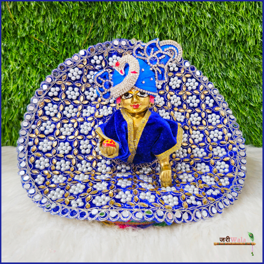 Shaneel Moti Mirror Work Blue Laddu Poshak