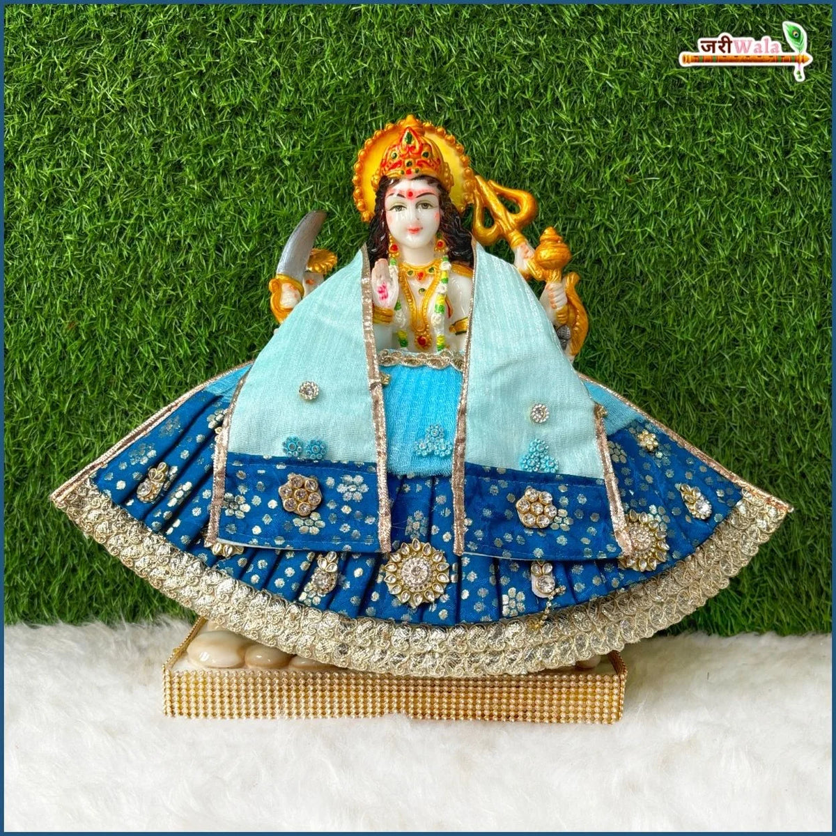 Blended Frill Jarkan Stone Booti Work Multicolor Lehnga Patka