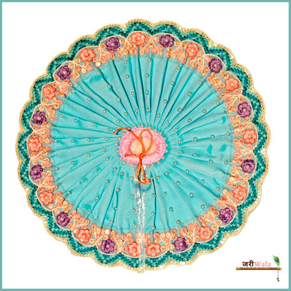 Blended Lace Moti Work Light Blue Laddu Poshak With Patka