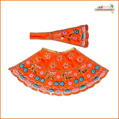 Cotton Thread Moti Cutdana Work Orange Lehnga Patka