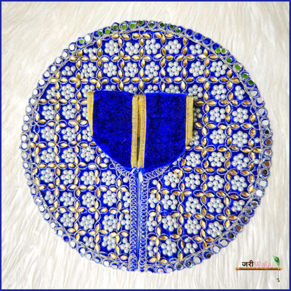 Shaneel Moti Mirror Work Blue Laddu Poshak