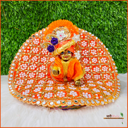 Shaneel Moti Mirror Work Orange Laddu Poshak