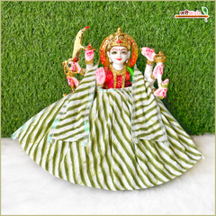 Cotton Color Print Green Lehnga Patka
