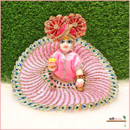 Thread Jarkan Stone Work Baby Pink Laddu Poshak