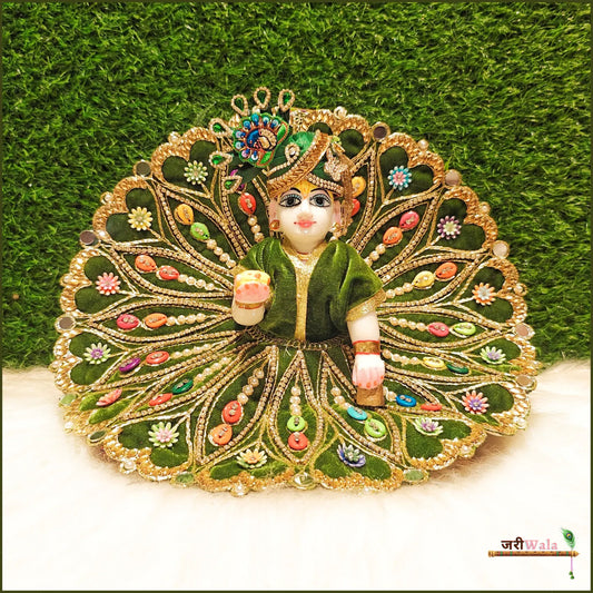 Shaneel Jarkan Stone Work Dark Green Laddu Poshak