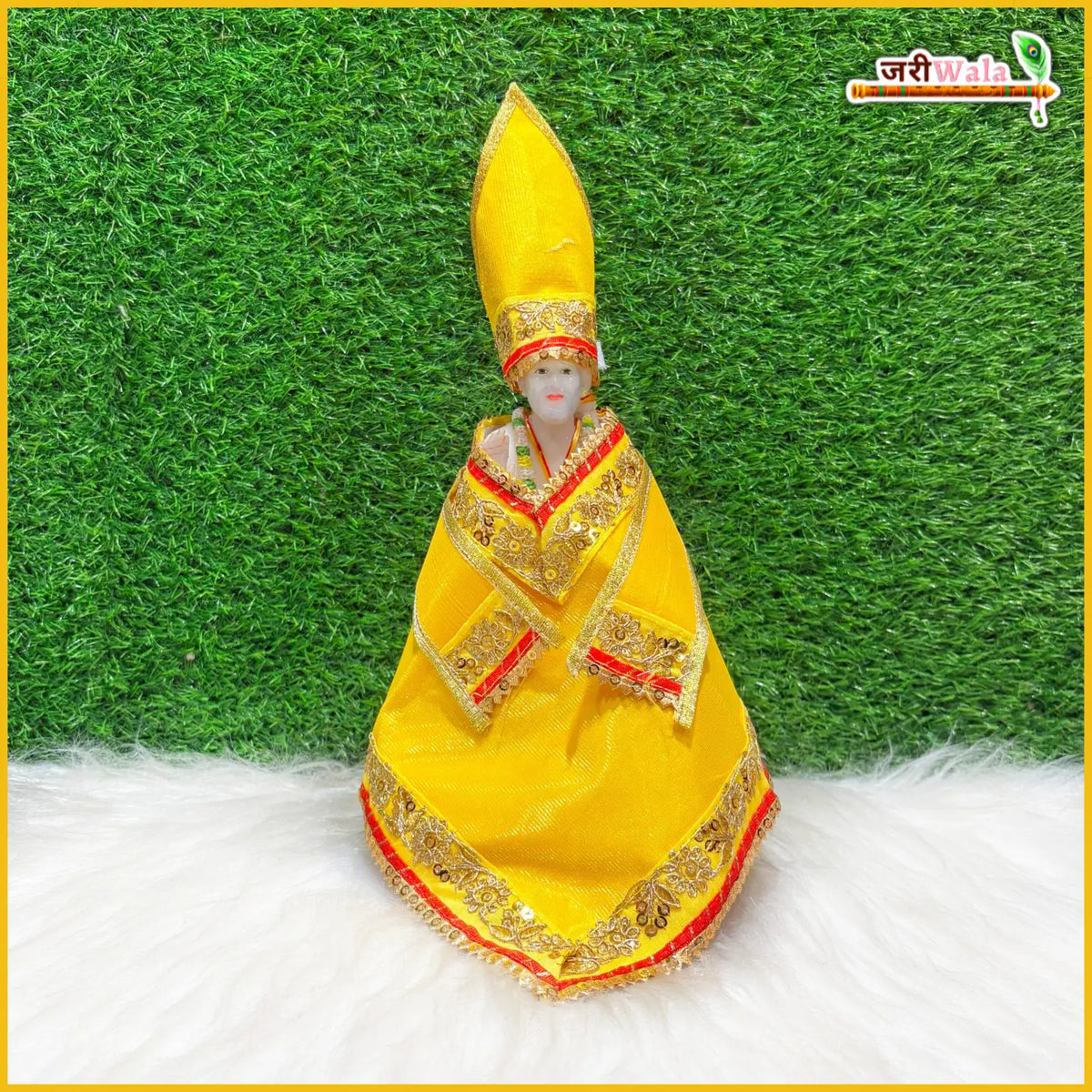 Cotton Thread Lace Work Yellow Sai Baba Poshak