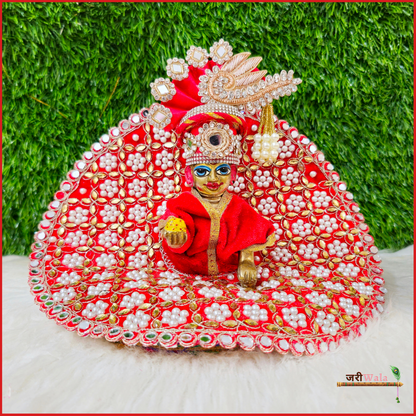 Shaneel Moti Mirror Work Red Laddu Poshak