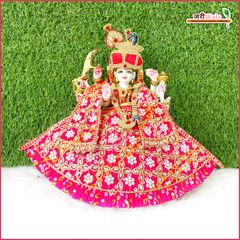 Cotton Bandhej Moti Stone Work Magenta Lehnga Patka