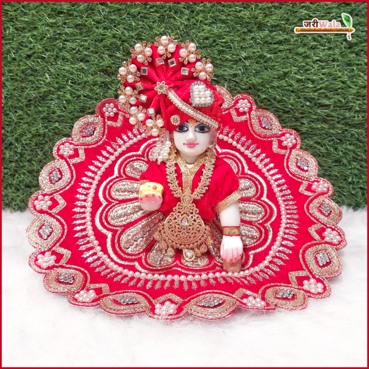 Shaneel Thread Sitara Stone Work Red Laddu Gopal Poshak