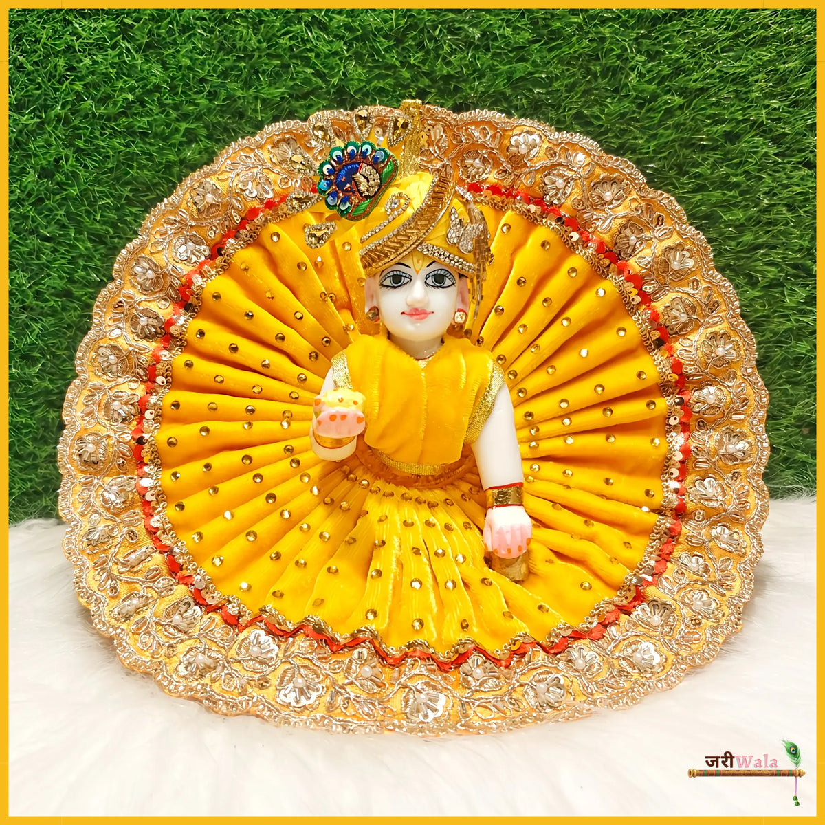 Shaneel Cutdana Lace Work Yellow Laddu Poshak