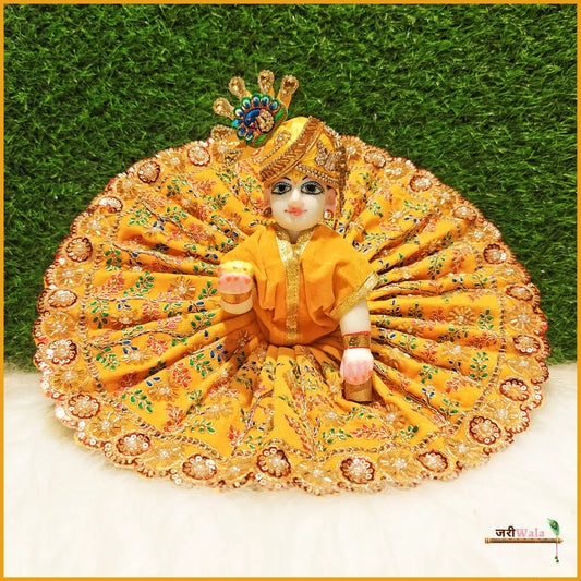 Shaneel Thread Cutdana Work Yellow Laddu Gopal Poshak