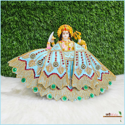 Blended Thread Stone Work Light Blue Lehnga Patka