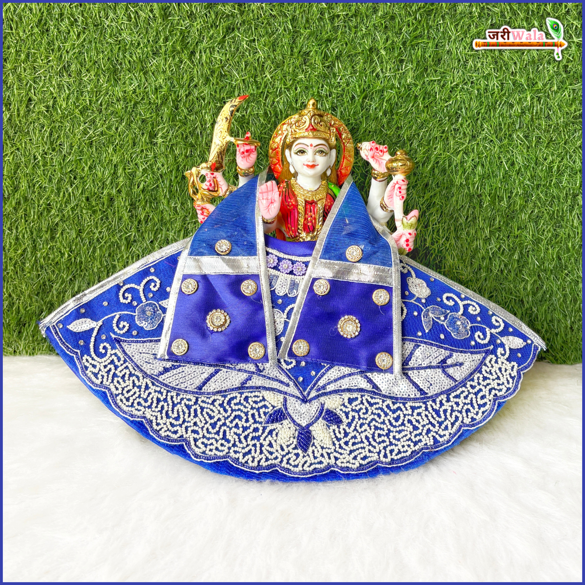 Net Frill Moti Sitara Heavy Work Blue Lehnga Patka