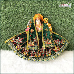 Shaneel Thread Stone Work Dark Green Lehnga Patka