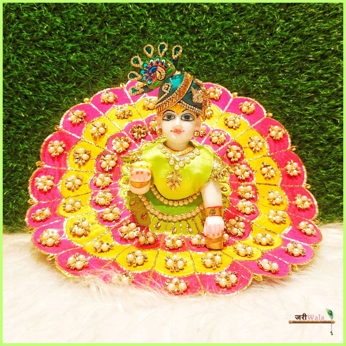 Blended Thread Pearl Work Multicolor Poshak