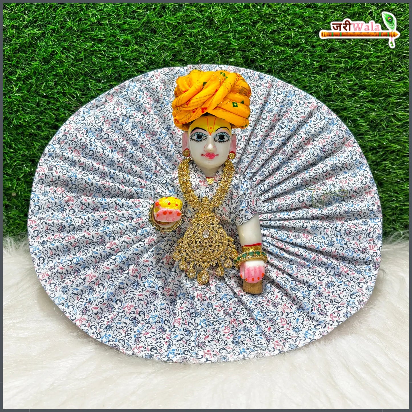 Coton Plain Floral Print Laddu Gopal Poshak