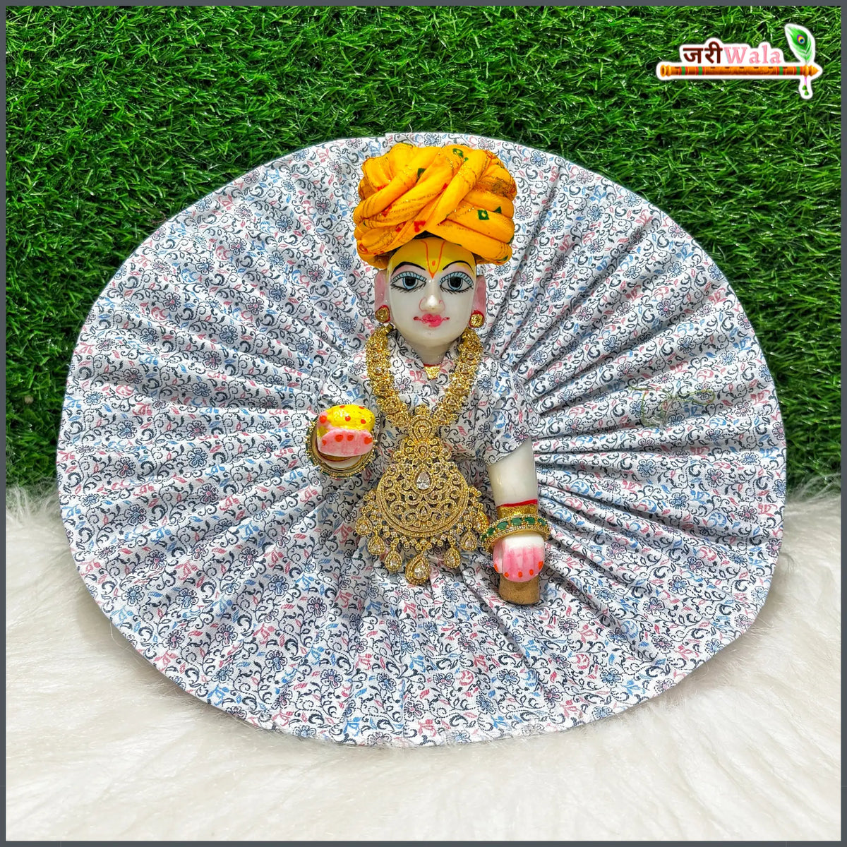 Coton Plain Floral Print Laddu Gopal Poshak