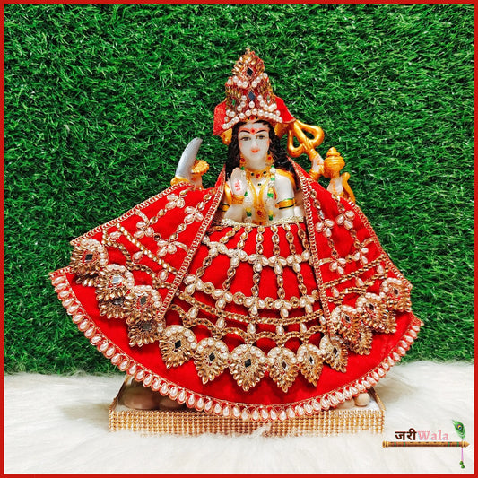 Shaneel Moti Stone Work Red Lehnga Patka With Mukut