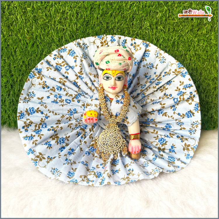 Cotton Leaf Print Light Blue Laddu Gopal Poshak