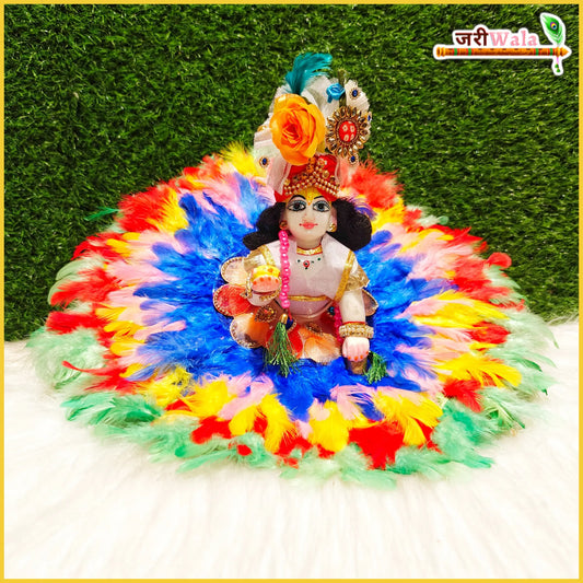 Heavy Orange Laddu Gopal Poshak with Pagdi & Mala