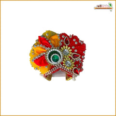 Blended Cone Thread Sitara Work Multicolor Laddu Gopal Poshak With Pagdi