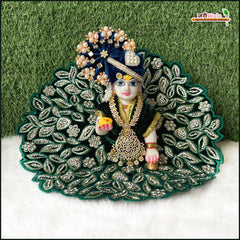 Shaneel Thread Stone Work Dark Green Laddu Gopal Poshak