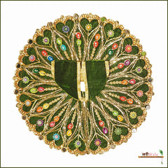 Shaneel Jarkan Stone Work Dark Green Laddu Poshak