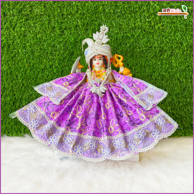 Blended Thread Sitara Lace Work Purple Lehnga Patka