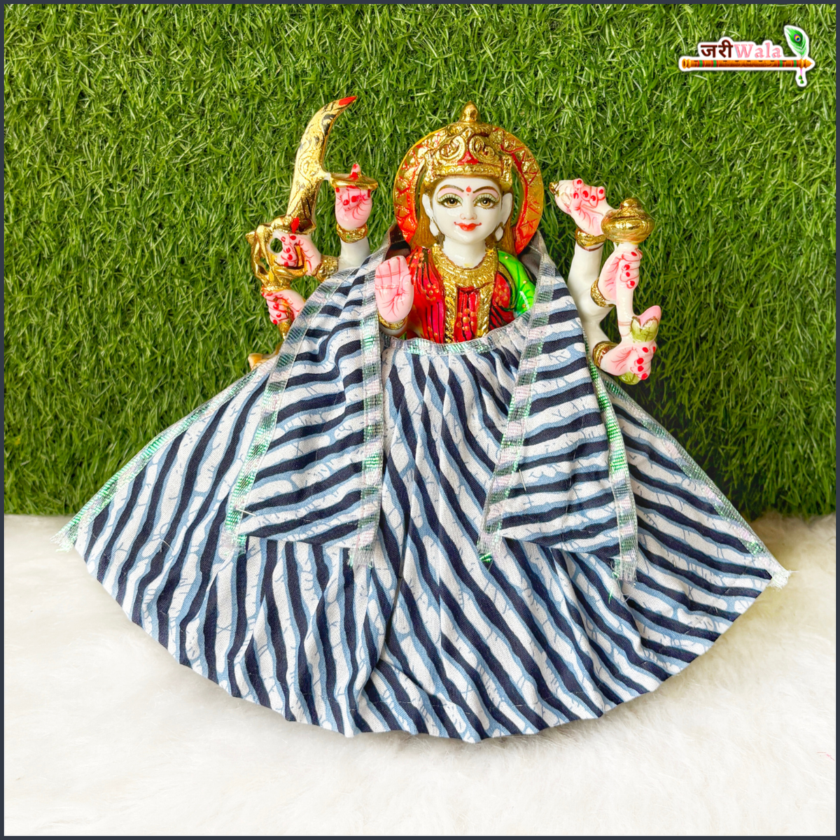 Cotton Color Print Blue Lehnga Patka