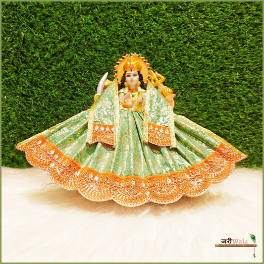 Shaneel Thread Sitara Work Green & Orange Lehnga Patka