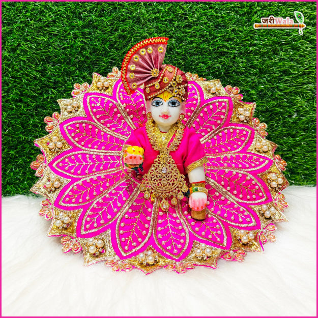 Blended Thread Moti Work Magenta Laddu Gopal Poshak