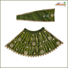 Blended Frill Jarkan Stone Booti Work Green Lehnga Patka