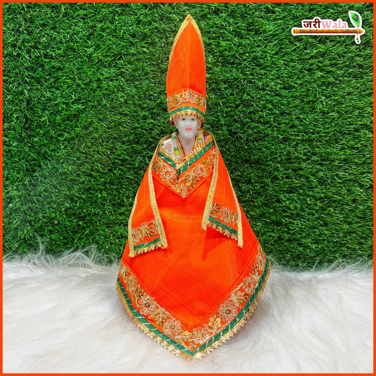 Cotton Thread Lace Work Orange Sai Baba Poshak