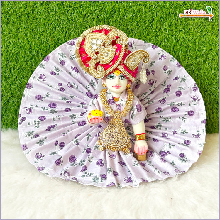 Cotton Floral Print Lavender (Multicolor) Laddu Gopal Poshak