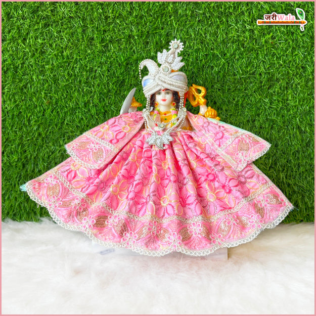 Blended Thread Sitara Lace Work Baby Pink Lehnga Patka