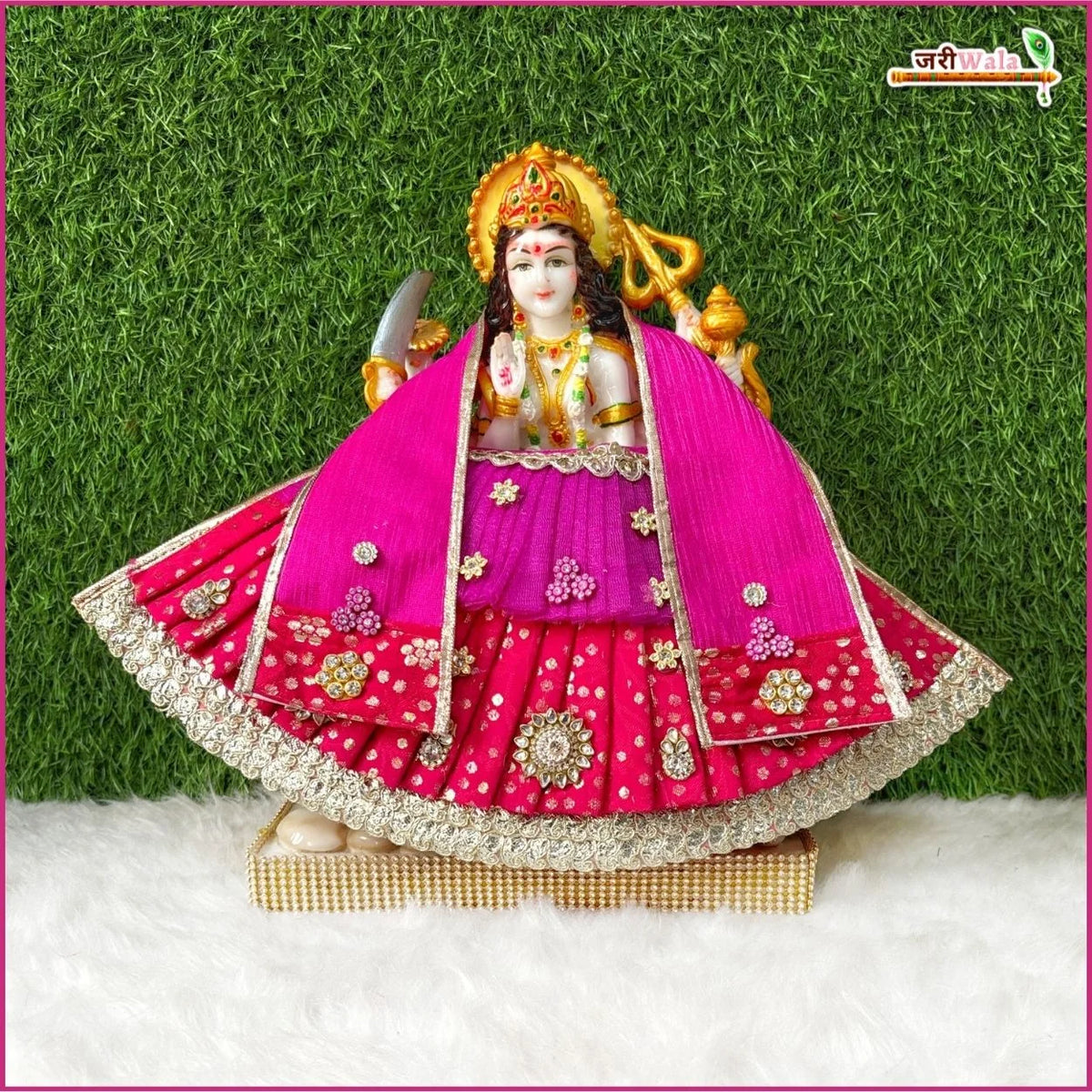 Blended Frill Jarkan Stone Booti Work Multicolor Lehnga Patka