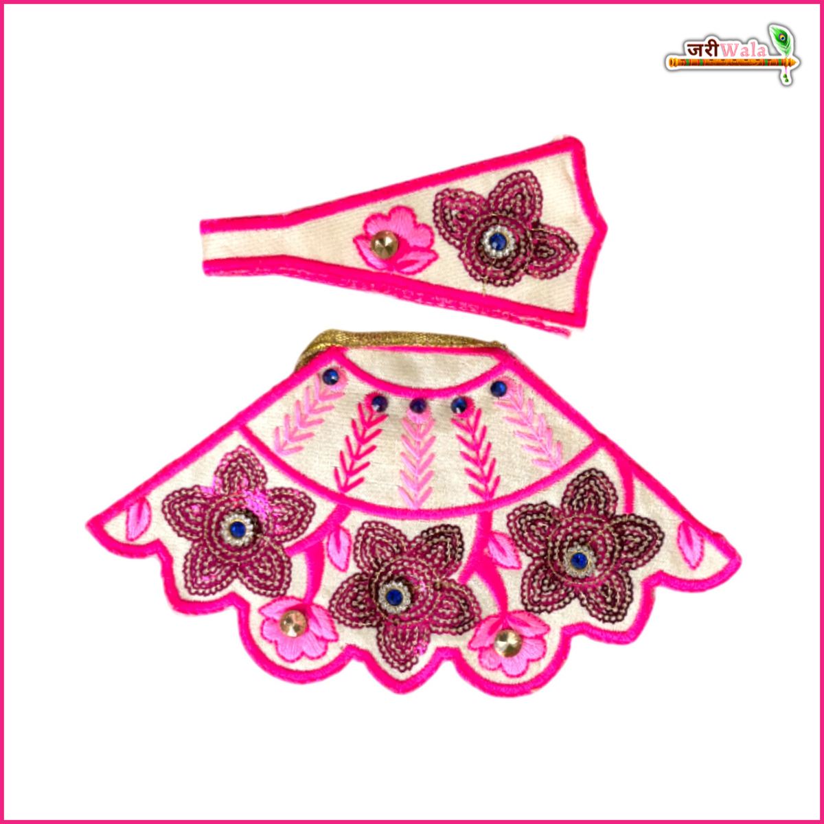 Cotton Thread Sitara Work Magenta Lehnga Patka