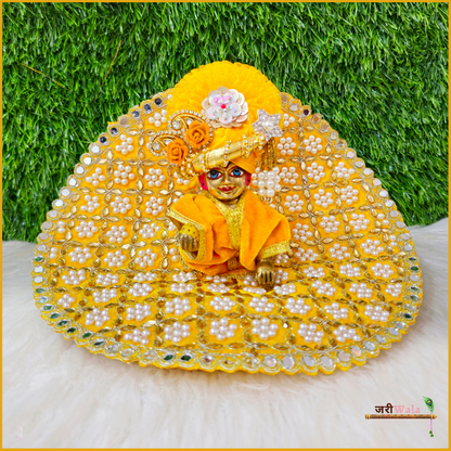 Shaneel Moti Mirror Work Yellow Laddu Poshak