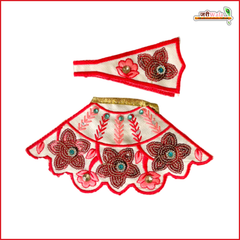 Cotton Thread Sitara Work Red Lehnga Patka