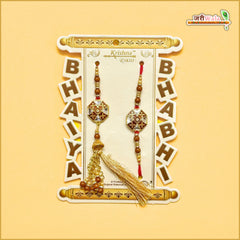 Fancy Handcrafted Metal Rakhi Lumba Set