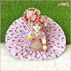 Cotton Floral Print Baby Pink (Multicolor) Laddu Gopal Poshak