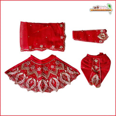 Blended Thread Heavy Jarkan Cutdana Work Red Jugal Jodi Poshak