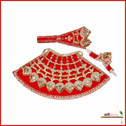 Shaneel Moti Stone Work Red Lehnga Patka With Mukut