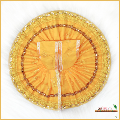 Blended Net Thread Lace Work Yellow Poshak