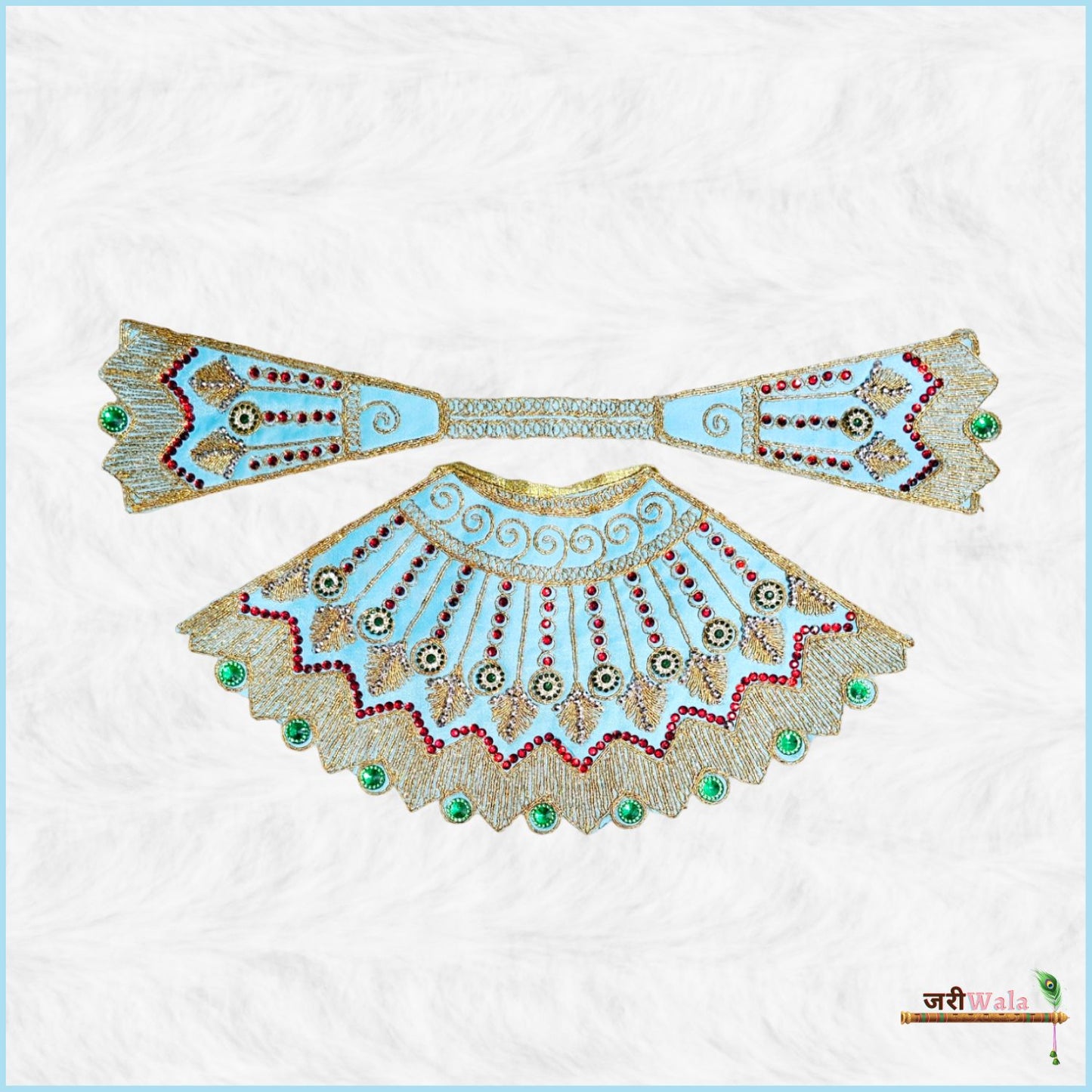 Blended Thread Stone Work Light Blue Lehnga Patka