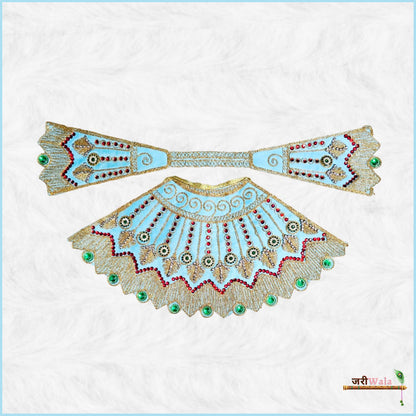 Blended Thread Stone Work Light Blue Lehnga Patka