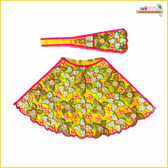 Cotton Moti Cutdana Work Yellow Lehnga Patka